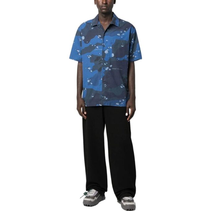 Camo Poplin Holiday Skjorte &laquo;Blue&raquo;