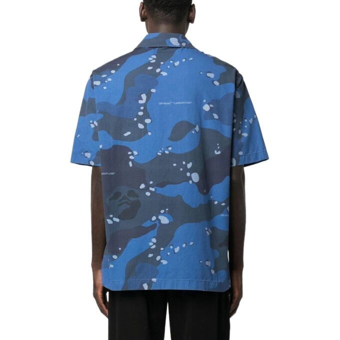 Camo Poplin Holiday Skjorte &laquo;Blue&raquo;