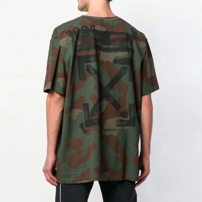 Camouflage Army Green Kortærmet Løs Shorts