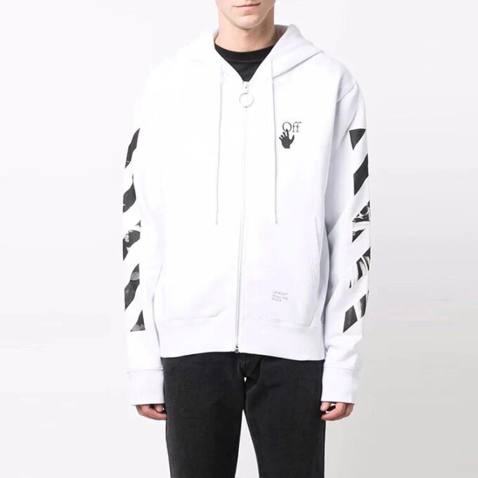 Carav Arrow Slim Zip Hoodie «Hvit/Svart»