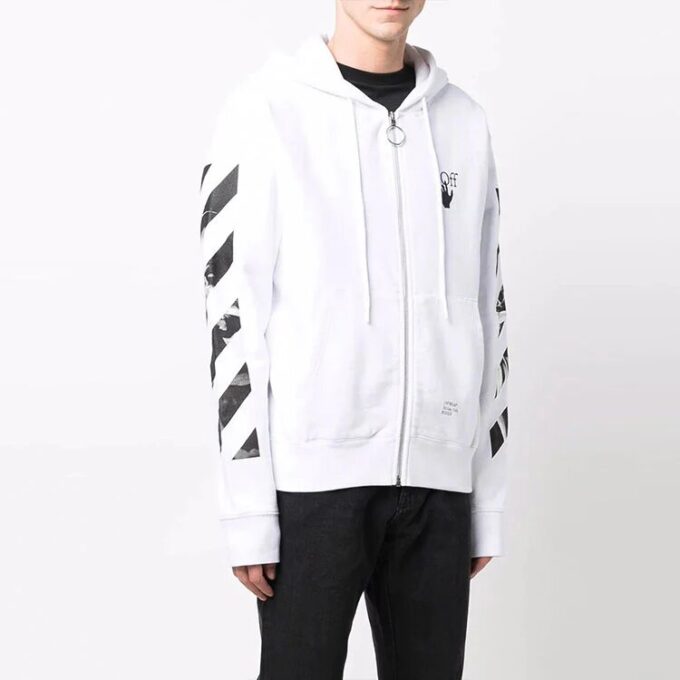 Carav Arrow Slim Zip Hoodie «Hvit/Svart»
