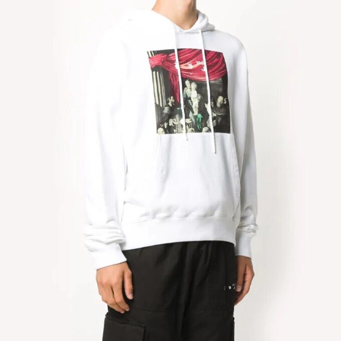 Caravaggio-maleri over hette Hvit Svart Fw20 Herre-logo-genser