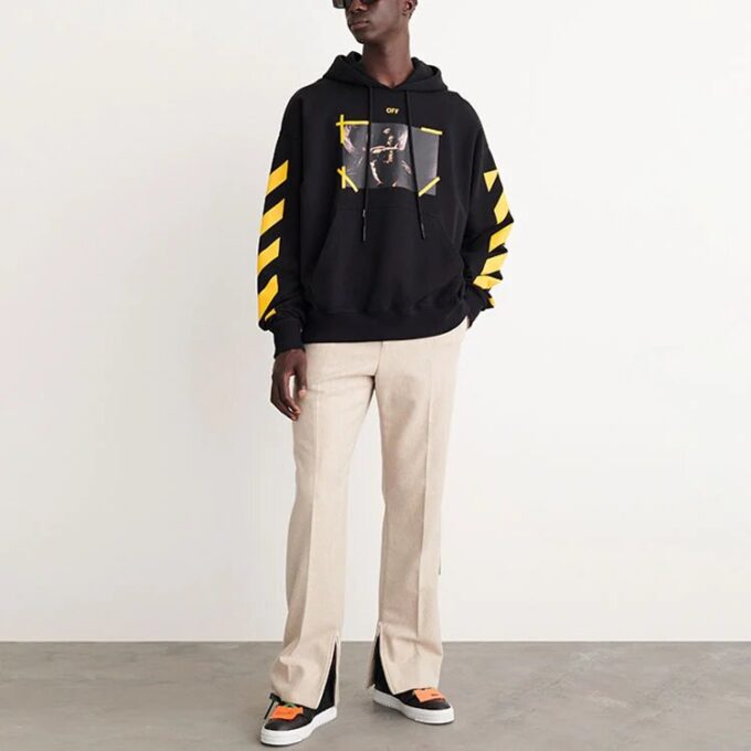 Caravaggio-Print Cotton Hoodie &laquo;Black Yellow&raquo;