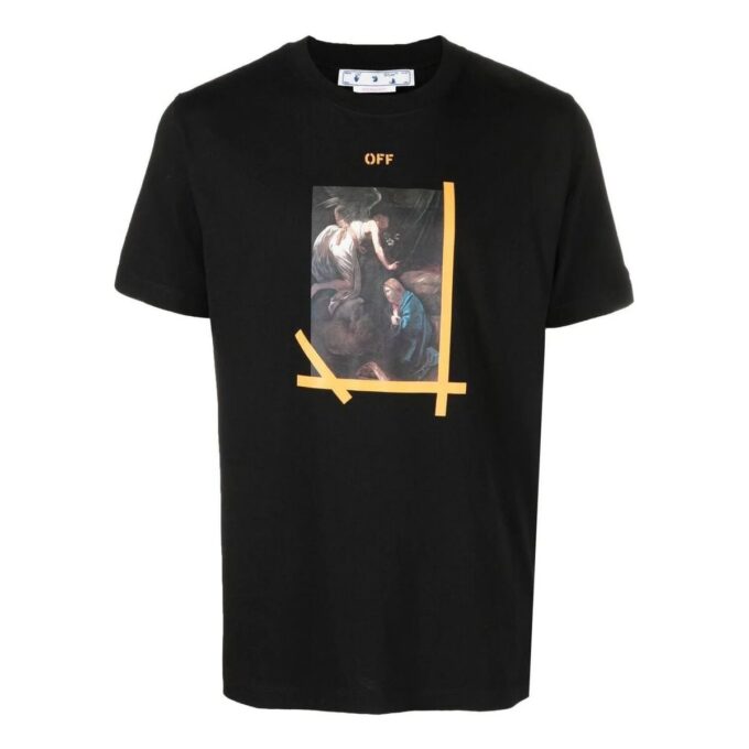 Caravaggio-trykt bomulls-T-skjorte, svart