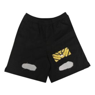 Casual shorts med bokstavtrykk, svart