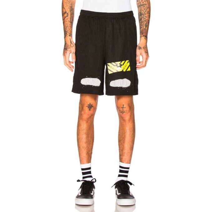 Casual shorts med bokstavtrykk, svart