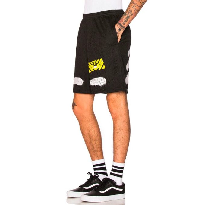 Casual shorts med bokstavtrykk, svart