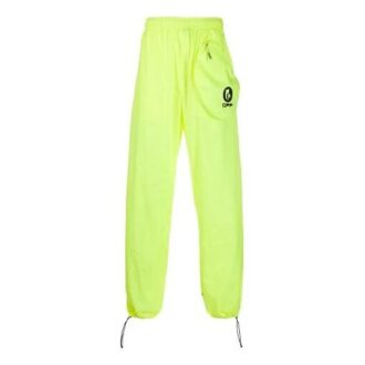Casual sportsbukser/joggebukser med glidelåslomme og logotrykk, løs passform, grønn
