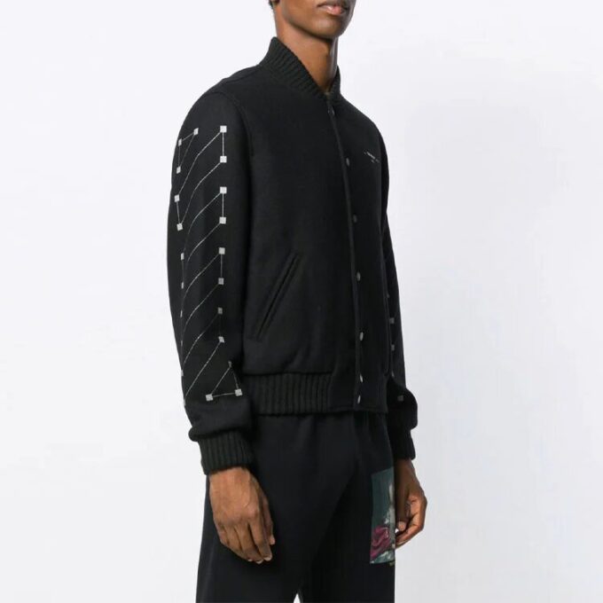 Chevron Varsity Baseballjakke for menn, svart