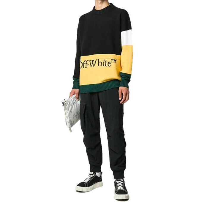 Colorblock Alphabet Knit Svart