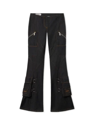 Denim-bukser med lommer og belte