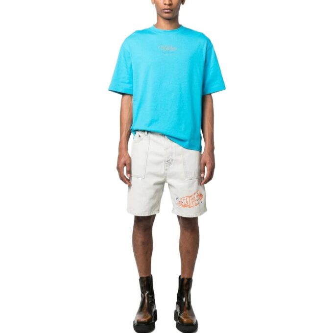 Denim Shorts med brodert logo