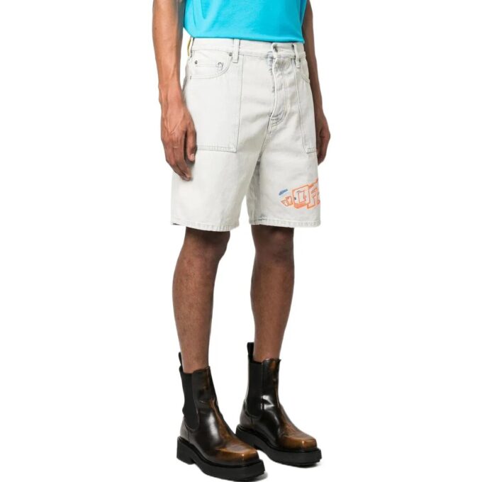 Denim Shorts med brodert logo
