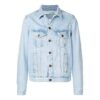 Denimjakke med logotrykk, lyseblå