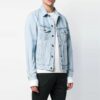 Denimjakke med logotrykk, lyseblå