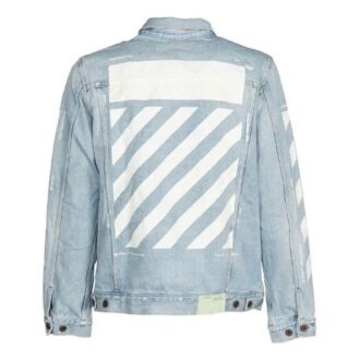 Denimjakke med stripete trykk, blå