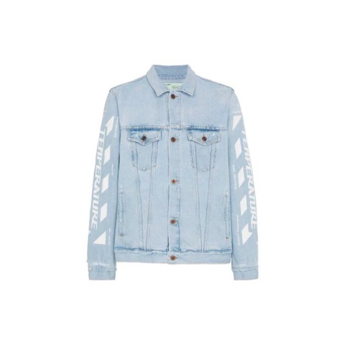 Denimjakke med stripete trykk, blå