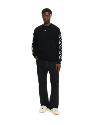 Diagonal Arrow Fuzzy genser med rund hals