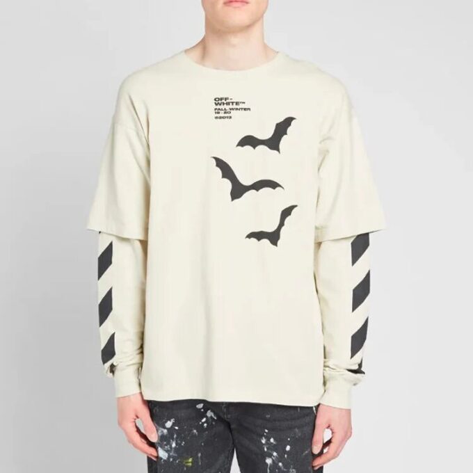 Diagonal Bats Double Sleeve for menn, hvit
