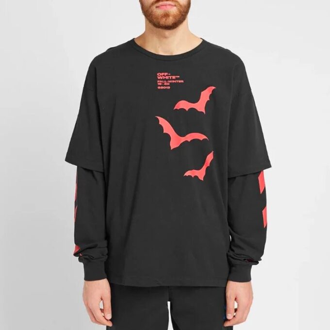 Diagonal Bats Double Sleeve for menn, svart