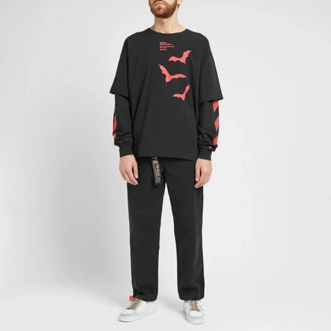Diagonal Bats Double Sleeve for menn, svart