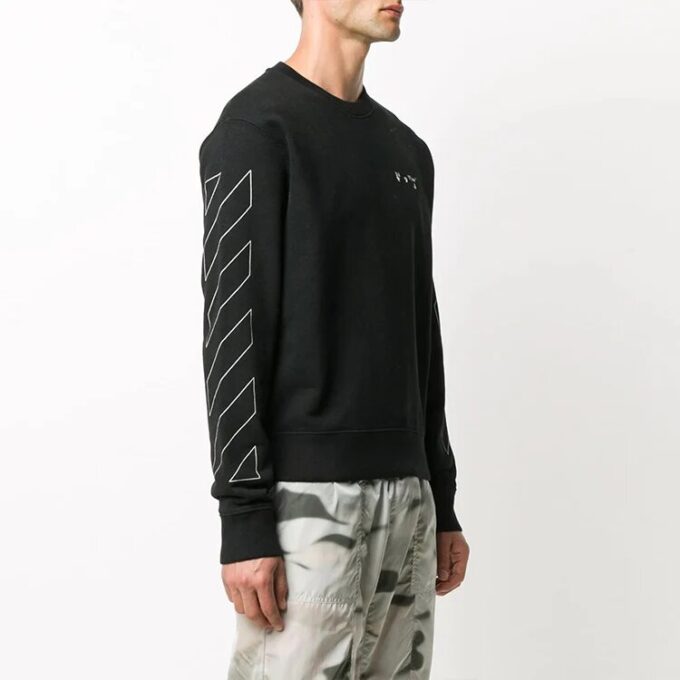 Diagonal striper Logo Pullover Herre Svart