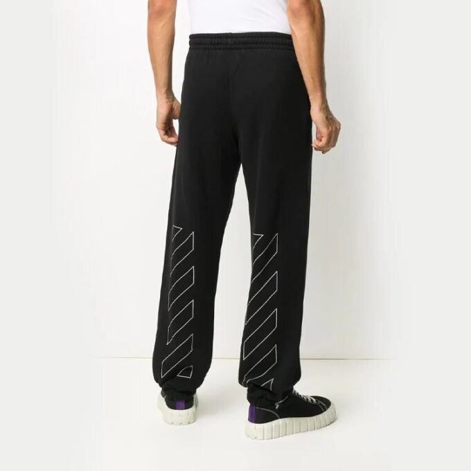 Diagonal striper trykk bukser menn svart