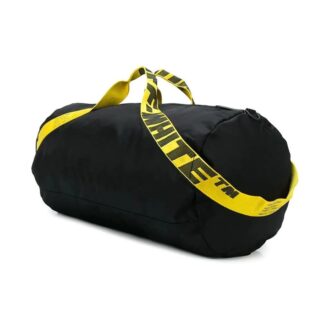 Duffelbag i nylon med industriell stropp «Black Yellow»