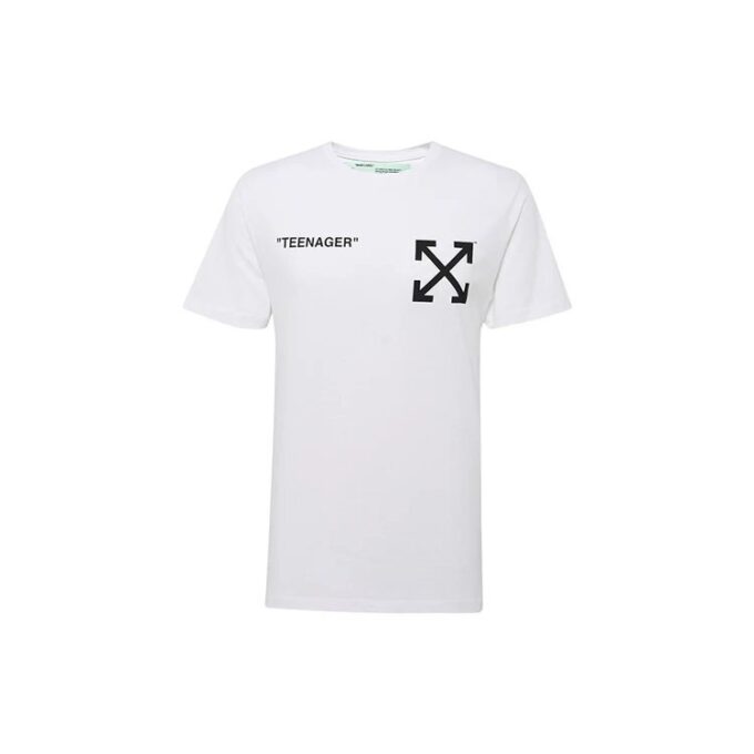 C/O Virgil Abloh Hvit Flamed Bart kortærmet slim-fit T-skjorte for menn