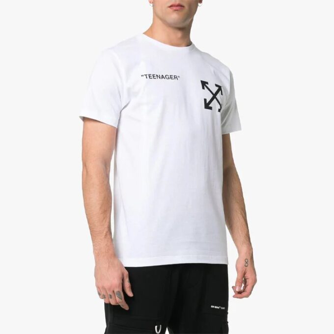 C/O Virgil Abloh Hvit Flamed Bart kortærmet slim-fit T-skjorte for menn
