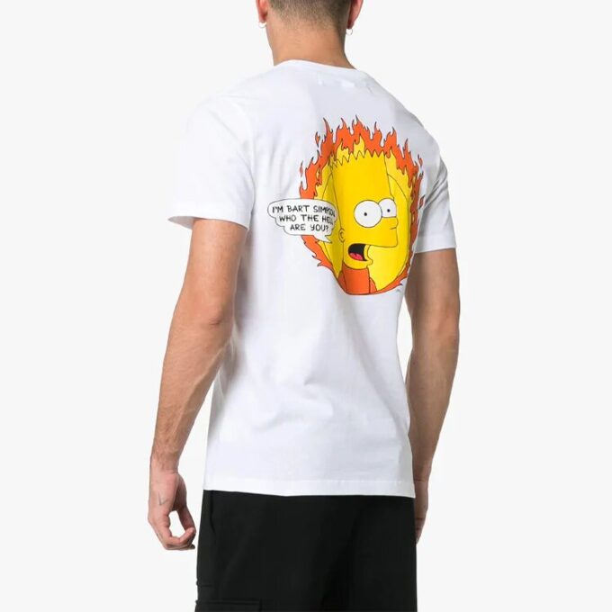 C/O Virgil Abloh Hvit Flamed Bart kortærmet slim-fit T-skjorte for menn
