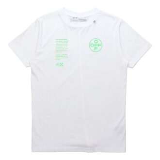 Fluorescerende alfabet-trykk, kort ermet, hvit