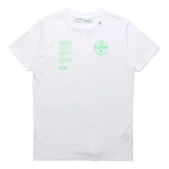 Fluorescerende alfabet-trykk, kort ermet, hvit