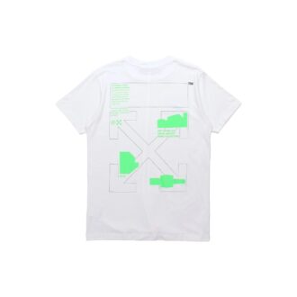 Fluorescerende alfabet-trykk, kort ermet, hvit