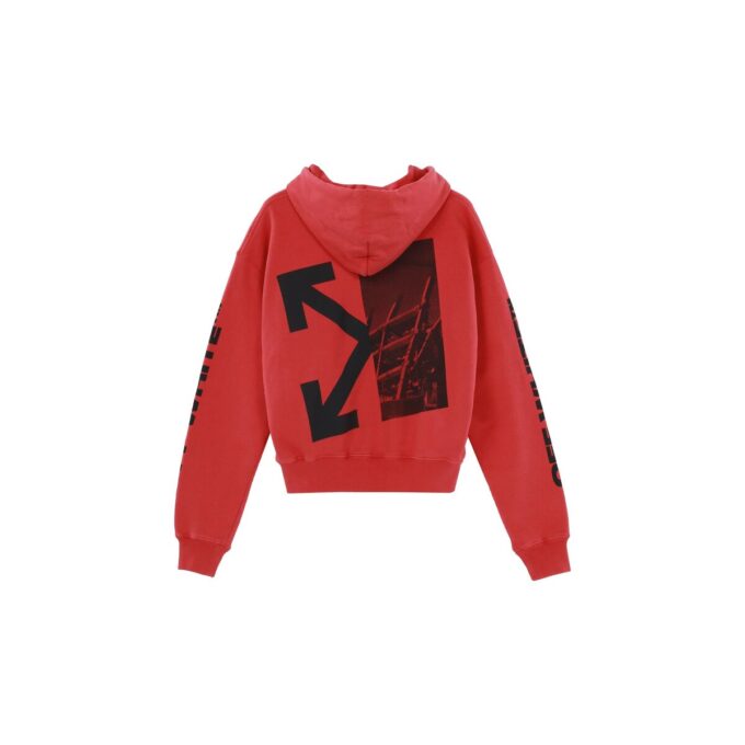 FW19 Splitted Arrows Oversized Graffiti-fleece med hette for menn, rød
