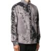 FW20 Back Arrow Logo Tie-dyed Denimskjorte for menn, svart