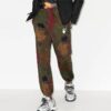 FW20 Bladapplikasjon Tettsittende sportsbukser for menn Khaki/Grønn