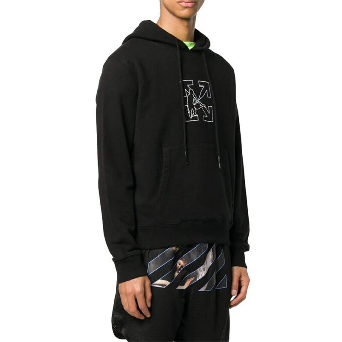 FW20 Brodert hettegenser for menn, svart