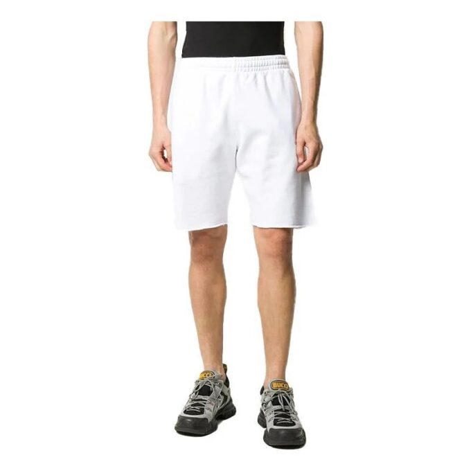 FW20 Caravaggio-trykk sportsshorts for menn, hvit