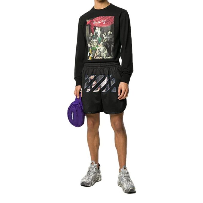 FW20 Caravaggio-trykk sportsshorts menn svart