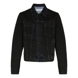 FW20 Denimjakke med piltrykk for menn, svart