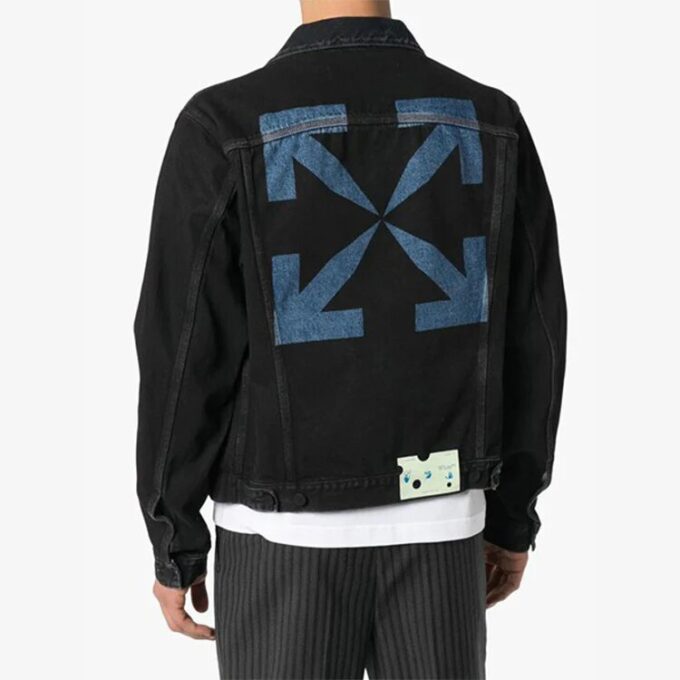 FW20 Denimjakke med piltrykk for menn, svart