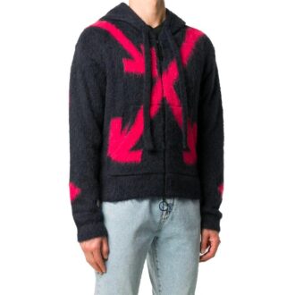 FW20 Fuzzy Arrows Arrow Langermet genser med hette for menn, svart