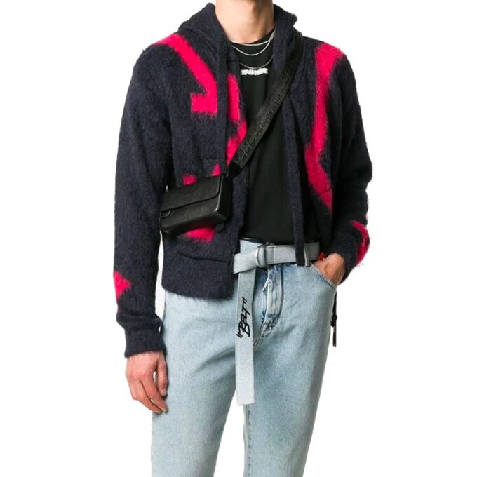 FW20 Fuzzy Arrows Arrow Langermet genser med hette for menn, svart
