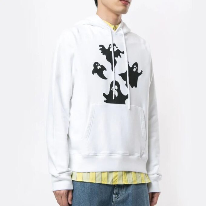 FW20 Ghost Printing hettegenser for menn, hvit