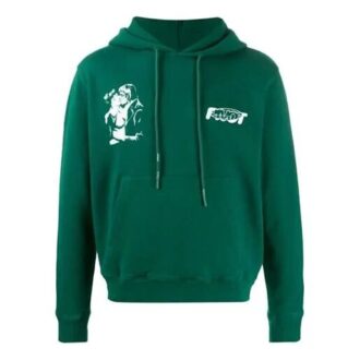 FW20 Kiss 21 Pullover med hette og trykk for menn, grønn