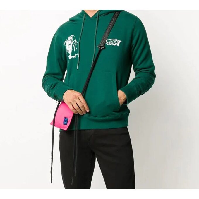 FW20 Kiss 21 Pullover med hette og trykk for menn, grønn