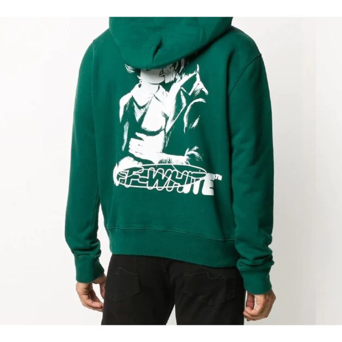 FW20 Kiss 21 Pullover med hette og trykk for menn, grønn