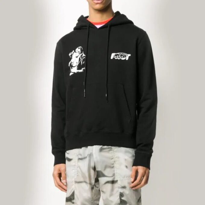 FW20 Kissing-trykk, hettegenser for menn, svart