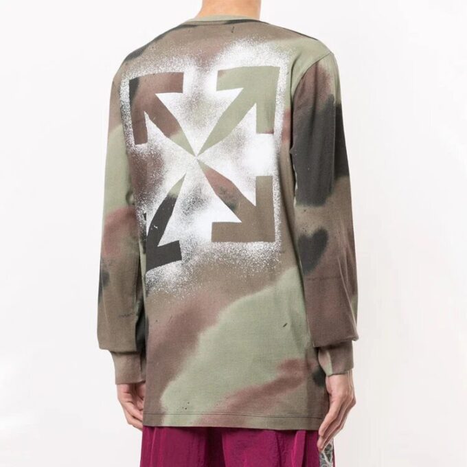 FW20 Langermet herre-T-skjorte med Arrows-print i kamuflasje, grønn